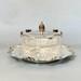 Antique Powder Glass Jar on Tray, Edwardian Silver Plated Vanity Box, Dressing Table Powder Pot, by Hukin, Heath and Sons, HH andS