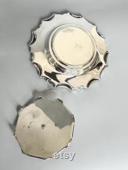Antique Powder Glass Jar on Tray, Edwardian Silver Plated Vanity Box, Dressing Table Powder Pot, by Hukin, Heath and Sons, HH andS