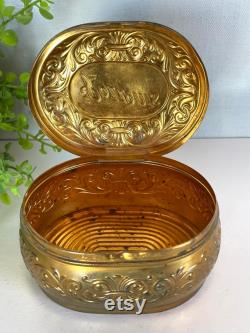 Antique Pozzonis Brass Powder Box Hinged Vanity Box