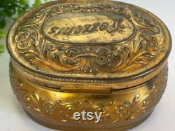 Antique Pozzonis Brass Powder Box Hinged Vanity Box