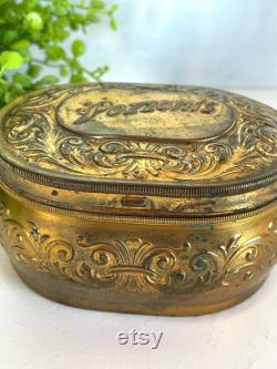 Antique Pozzonis Brass Powder Box Hinged Vanity Box