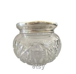 Antique R W and Sons Sterling Silver Cut Glass Powder Jar