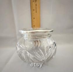 Antique R W and Sons Sterling Silver Cut Glass Powder Jar
