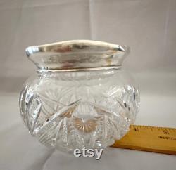 Antique R W and Sons Sterling Silver Cut Glass Powder Jar