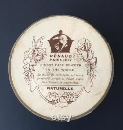 Antique Renaud Paris 1817 Cardboard Powder Box with Finest Face Powder in the World Still has Powder and Applicator
