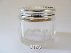 Antique Rouge Pot, Small Dresser Jar, Sterling Silver, Crystal