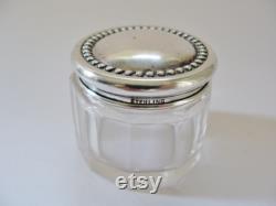 Antique Rouge Pot, Small Dresser Jar, Sterling Silver, Crystal