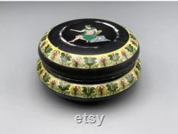 Antique Royal Bayreuth Black Corinthianware Powder Box As Is Greek Revival
