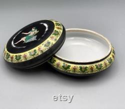 Antique Royal Bayreuth Black Corinthianware Powder Box As Is Greek Revival