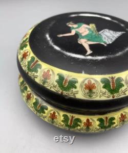 Antique Royal Bayreuth Black Corinthianware Powder Box As Is Greek Revival