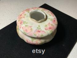 Antique Royal Bayreuth Rose Tapestry Porcelain 3 Footed Hair Receiver Victorian Trinket Holiday Gift Green Mark