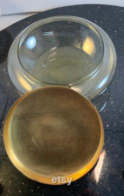 Antique SUPER RARE HUGE Hand Blown Art Glass Vanity Jar With Czech Glass Jeweled Gold Ormolu Filigree Lid Vanity Jar 6