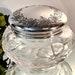 Antique Shreve and Co Dresser Jar, Glass Vanity Jar, Glass Powder Jar with Silver Lid, Dressing Table Jar, Glass Powder Box, Vanity Decor
