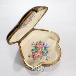 Antique Signed Sevres Type Porcelain Cobalt Ground Hand Painted Dresser Box PC