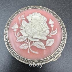 Antique Silver 875 Roses Powder Box Soviet Era