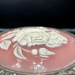 Antique Silver 875 Roses Powder Box Soviet Era