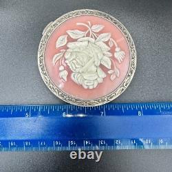 Antique Silver 875 Roses Powder Box Soviet Era