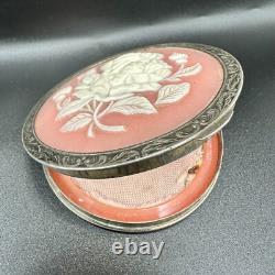 Antique Silver 875 Roses Powder Box Soviet Era