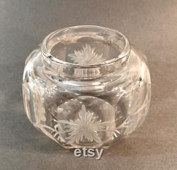 Antique Silver Lid Glass Dresser Jar, Art Nouveau Vanity Powder Jar with Daisies, Sterling Repousse Floral Dressing Table Jar, Vanity Decor