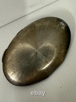 Antique Silver Plated Powder Compact Case Vintage Art Deco Makeup Mirror Box