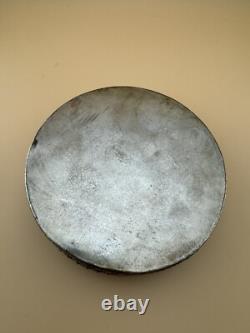 Antique Silver Vanity Face Puff Powder Box Compact Case with Mirror