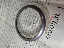 Antique Silver and Glass Vanity Powder Jar with Mirror Inside Lid