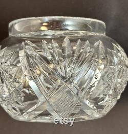 Antique Sterling American Cut Glass Dresser Jar with Roses Monogram, Art Nouveau Vanity Powder Jar, Sterling Repousse Dressing Table Jar
