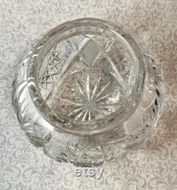 Antique Sterling American Cut Glass Dresser Jar with Roses Monogram, Art Nouveau Vanity Powder Jar, Sterling Repousse Dressing Table Jar