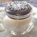 Antique Sterling Silver Floral and Crystal Powder Jar with Puff