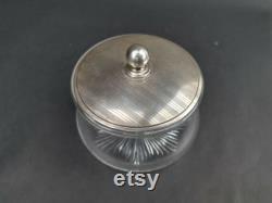 Antique Sterling Silver and Glass Powder Jar or Trinket Box 1918 Fully Hallmarked Birmingham England Art Deco