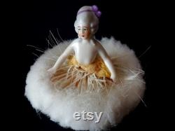 Antique Swansdown Powder Puff Half Doll 1920s 1930s