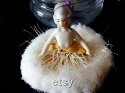 Antique Swansdown Powder Puff Half Doll 1920s 1930s