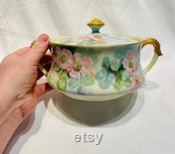 Antique T and V France Round Lidded Tureen with Flowers circa 1900