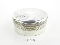 Antique Tiffany and Co Dresser Box, 1910s Sterling Silver Embossed Scrolls Powder Holder, Belle Epoque Moore Era Design