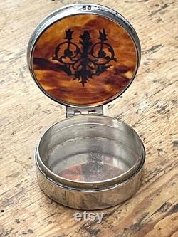 Antique Tortoiseshell and Silver Powder Box