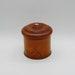 Antique Treen Powder Pot, engine turned Yew with mother-of-pearl insert in lid. Circa 1850. UK delivery.