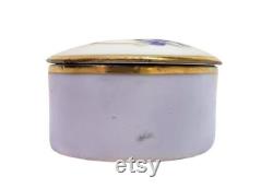Antique Trinket Box Hand Painted Violets Victorian Hairpin Vintage Vanity Shabby Cottage