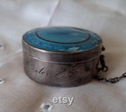 Antique VTG Webster Co Sterling Silver Guilloche Enamel Finger Compact Box Ring, Antique Sterling Chatelaine Powder Compact by Webster
