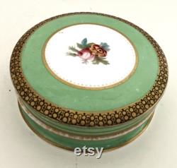 Antique Vanity Jar Compact Hand Painted