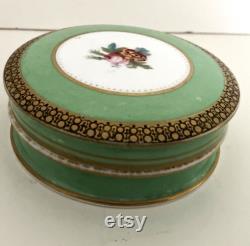 Antique Vanity Jar Compact Hand Painted