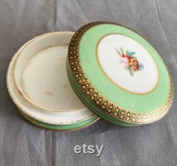 Antique Vanity Jar Compact Hand Painted