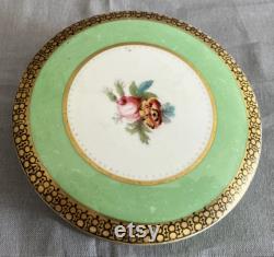 Antique Vanity Jar Compact Hand Painted