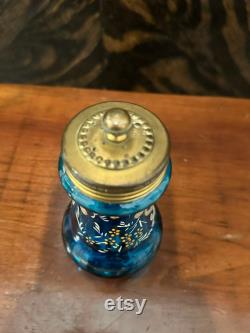 Antique Victorian Blue Bohemian Glass Powder Jar