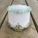 Antique Victorian Floral Green and Gold Painted Milk Glass Vanity Powder Jar Powder Box Trinket Dish Antique Dresser Tray Accessories