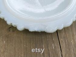 Antique Victorian Floral Green and Gold Painted Milk Glass Vanity Powder Jar Powder Box Trinket Dish Antique Dresser Tray Accessories