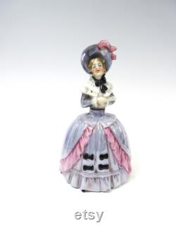 Antique Victorian German porcelain figural dresser set perfume bottle and powder jar