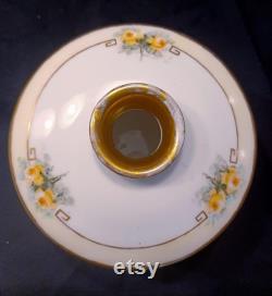 Antique Vienna Austria Vanity Set, Hand Painted Floral Hair Receiver, Trinket Dish, Signed Cloutier
