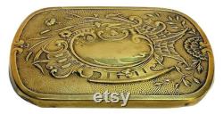 Antique WMF Vanity Jar Victorian Cut Crystal 1880s Brass Lid Soap Dish Trinket Box Rococo