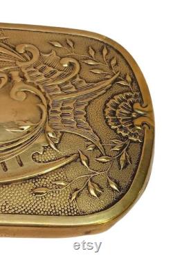 Antique WMF Vanity Jar Victorian Cut Crystal 1880s Brass Lid Soap Dish Trinket Box Rococo