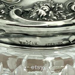 Antique Wallace Sterling Silver Repousse and Cut Glass Powder Box No Monogram